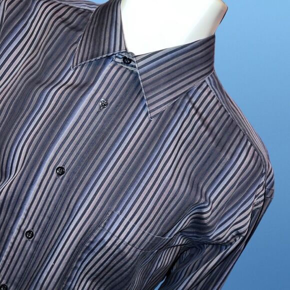 St Croix Blue Gray Sriped Contemporary Fit Button Up Shirt Size XL #20 - Picture 2 of 4